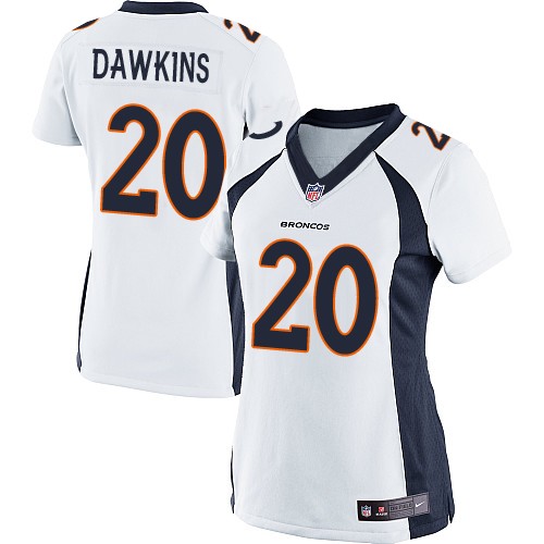 Women's Elite Brian Dawkins Nike Jersey White Road - #20 NFL Denver Broncos